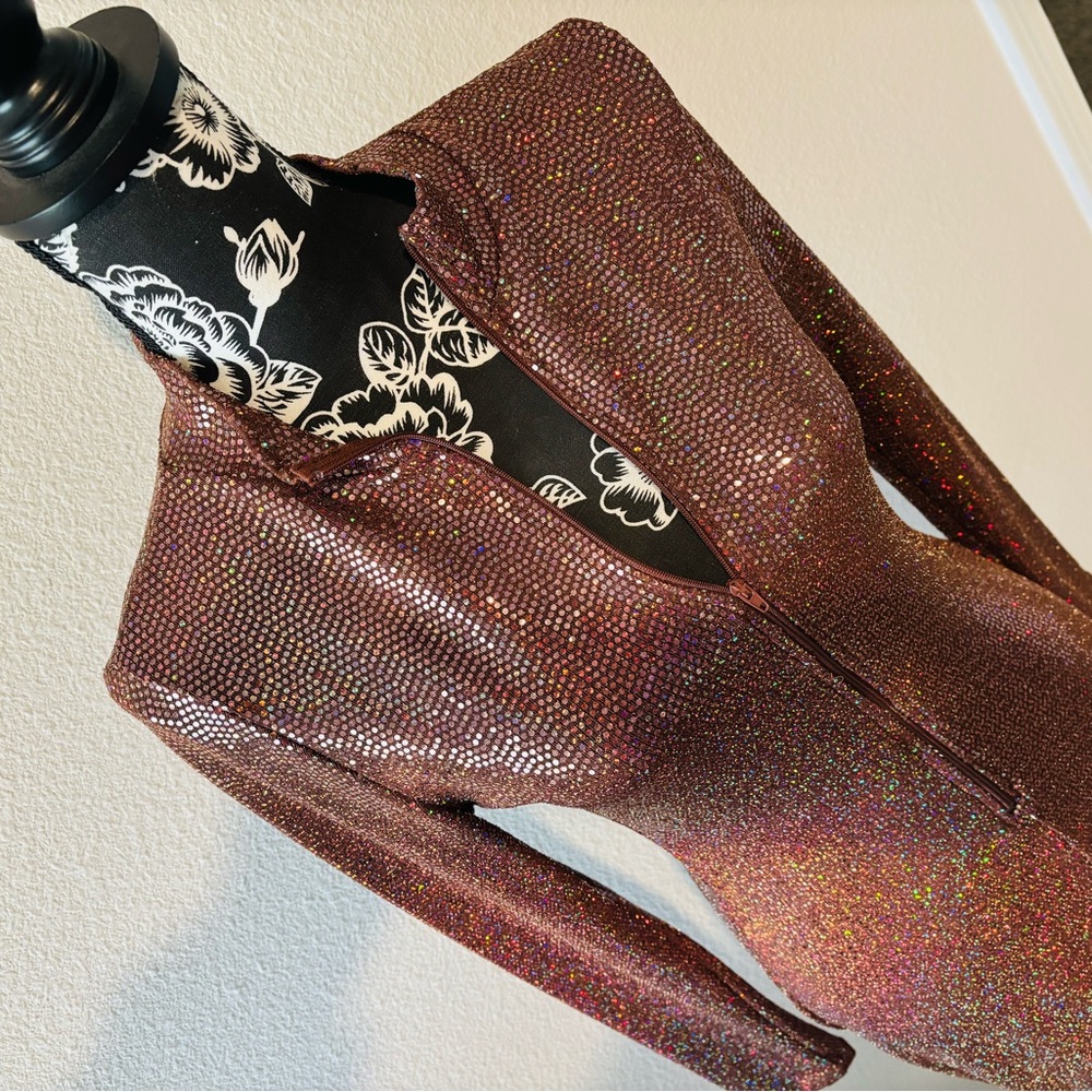 Sparkling Brown Long Sleeve Dress